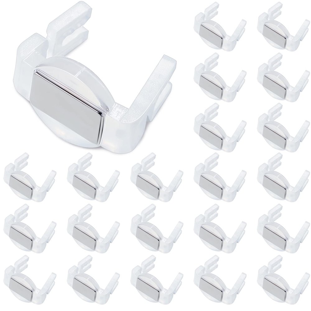 Hicarer Magnet Clip Christmas Light Clips for C9 Holiday Lighting Sockets Outdoor Hang Hooks for Xmas Gutter Shingle Lights,White100 Pieces