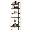 HOMEKAYT Industrial Pipe Shelf Rustic Wood Wall Shelf Ladder Bookshelf Wall Mounted Storage Decor Shelf for Home, Office, Living Room(6-Tier)-Black view 2