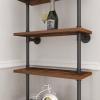 HOMEKAYT Industrial Pipe Shelf Rustic Wood Wall Shelf Ladder Bookshelf Wall Mounted Storage Decor Shelf for Home, Office, Living Room(6-Tier)-Black view 4