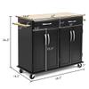 DORTALA Kitchen Island Cart, Rolling Trolley Cart Utility Cabinet w/Rubber Wood Top, Large Storage Easy-Clean with Smooth Lockable Wheels Home Kitchen Carts (Black) view 2