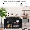 DORTALA Kitchen Island Cart, Rolling Trolley Cart Utility Cabinet w/Rubber Wood Top, Large Storage Easy-Clean with Smooth Lockable Wheels Home Kitchen Carts (Black) view 4