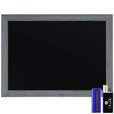 Rustic Grey Magnetic Wall Chalkboard, Large Size 18" x 24", Framed Chalkboard - Decorative Magnet Board Great for Kitchen Decor, Weddings, Restaurant Menus and More!  (18" x 24")