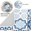 Blueangle Microfiber Dish Drying Mat, Blue Vintage Tiles Drying Mat for Kitchen counter,18" x 24", Easy Clean Drainboard Mat, Non-Slip Dish Drainer Pad for Kitchen Counter view 2