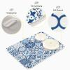 Blueangle Microfiber Dish Drying Mat, Blue Vintage Tiles Drying Mat for Kitchen counter,18" x 24", Easy Clean Drainboard Mat, Non-Slip Dish Drainer Pad for Kitchen Counter view 4