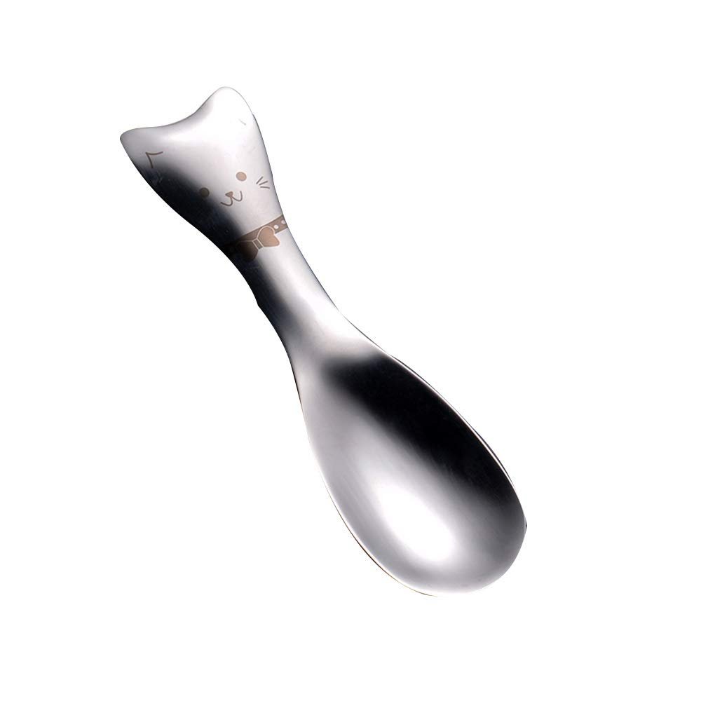 YUMEIGE Spoon Creative Cartoon-shaped Stainless Steel Spoon, Spoon and fork Design, one Thing Dual Purpose, Smooth Lines and Round Spoon Head (Color : Spoon, Size : 4 pack)