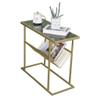 CGF- High Stool Coffee Table 2-Tier Marble Side Table, Narrow End Table with Magazine Shelf, Nightstand for Small Spaces, Accent Furniture with Metal Frame, Gold 24x12x22 Inch view 1