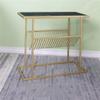 CGF- High Stool Coffee Table 2-Tier Marble Side Table, Narrow End Table with Magazine Shelf, Nightstand for Small Spaces, Accent Furniture with Metal Frame, Gold 24x12x22 Inch view 2