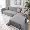 Rose Home Fashion Geometric Jacquard Sectional Couch Covers for Sectional Sofa - 2 Pieces Washable L Shape Couch Cover Blanket with Tassels, Furniture Protector for Dogs (X-Large, Light Gray) view 1