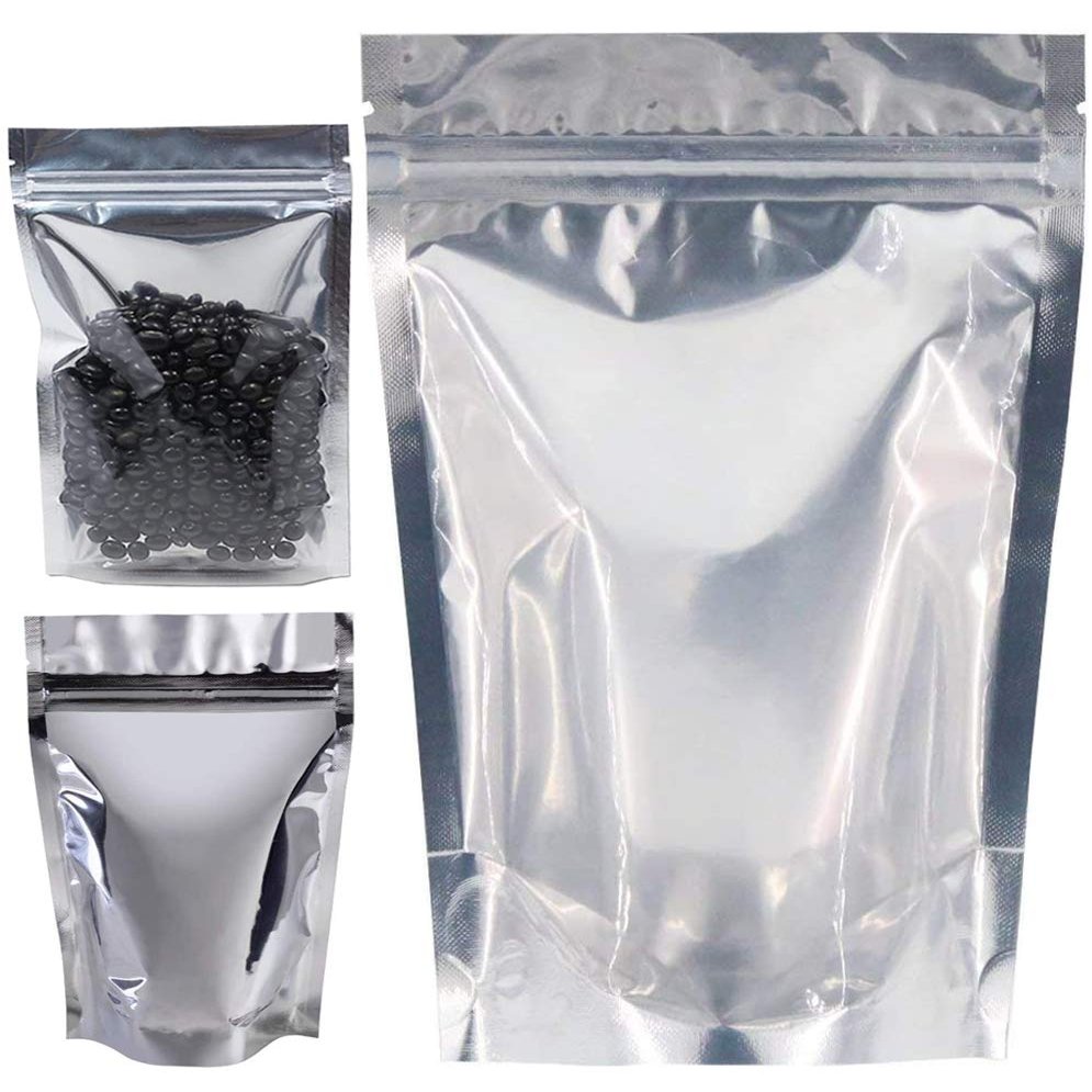 100PCS Stand Up Aluminum Foil Bags, Smell Proof, Reclosable Airtight Food Pouches with Zip Lock, Sealable Treat Bags for Snacks, Beans, Coffee, Dry Fruit