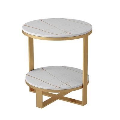 Coffee Table Side Table Console Side Table SlateConcrete, 2-Tier End Accent Table with Storage Shelf, Modern Furniture for Living Room Bedroom Balcony Family and Office White and Black