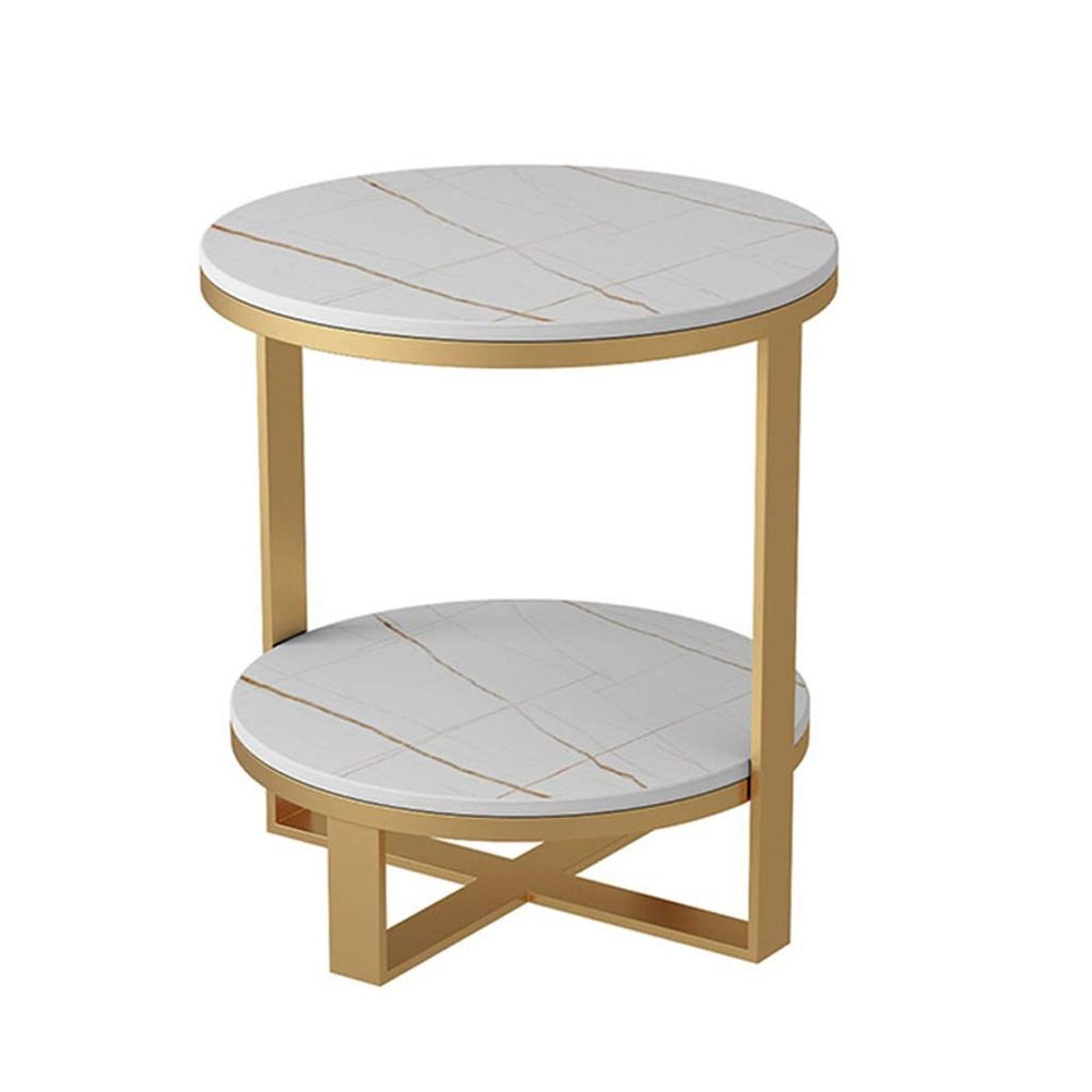 Coffee Table Side Table Console Side Table SlateConcrete, 2-Tier End Accent Table with Storage Shelf, Modern Furniture for Living Room Bedroom Balcony Family and Office White and Black