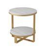 Coffee Table Side Table Console Side Table SlateConcrete, 2-Tier End Accent Table with Storage Shelf, Modern Furniture for Living Room Bedroom Balcony Family and Office White and Black view 1