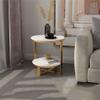 Coffee Table Side Table Console Side Table SlateConcrete, 2-Tier End Accent Table with Storage Shelf, Modern Furniture for Living Room Bedroom Balcony Family and Office White and Black view 3