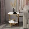 Coffee Table Side Table Console Side Table SlateConcrete, 2-Tier End Accent Table with Storage Shelf, Modern Furniture for Living Room Bedroom Balcony Family and Office White and Black view 4