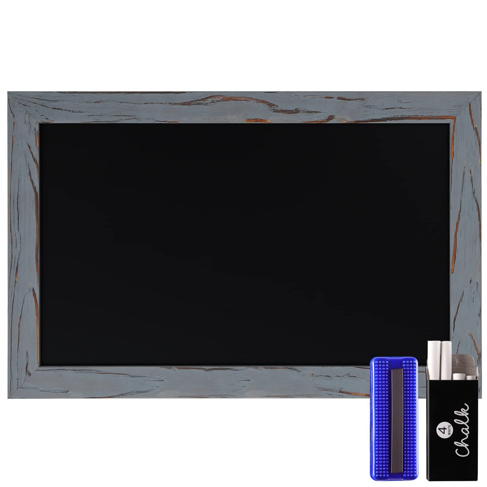 HBCY Creations Rustic Grey Magnetic Wall Chalkboard, Small Size 11" x 17", Framed Decorative Chalkboard - Great for Kitchen Decor, Weddings, Restaurant Menus and More! (11" x 17")