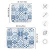 Blueangle Microfiber Dish Drying Mat, Blue Vintage Tiles Drying Mat for Kitchen counter,16" x 18", Easy Clean Drainboard Mat, Non-Slip Dish Drainer Pad for Kitchen Counter view 3