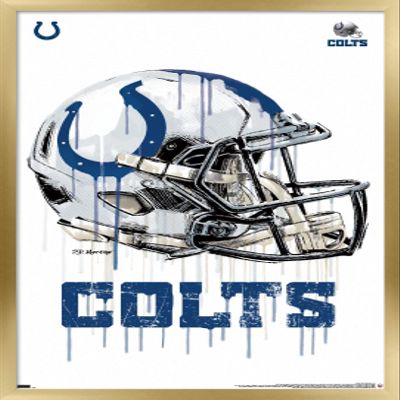 Trends International NFL Indianapolis Colts - Drip Helmet 20 Wall Poster, 22.375" x 34", Gold Framed Version