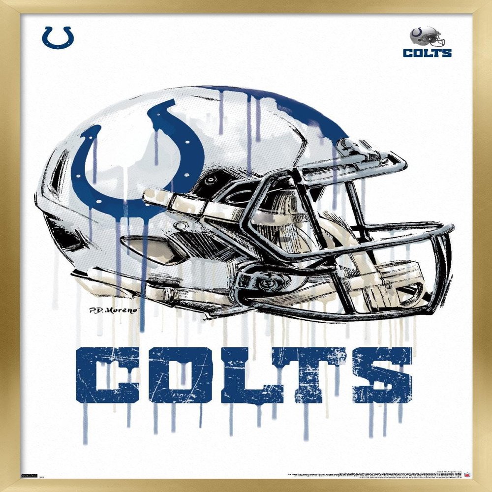 Trends International NFL Indianapolis Colts - Drip Helmet 20 Wall Poster, 22.375" x 34", Gold Framed Version