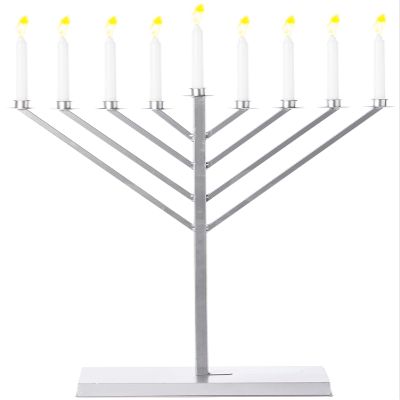Large Metal Silver Coated Hanukkah Menorah 3 Ft. for Synagogue