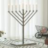 Large Metal Silver Coated Hanukkah Menorah 3 Ft. for Synagogue view 2