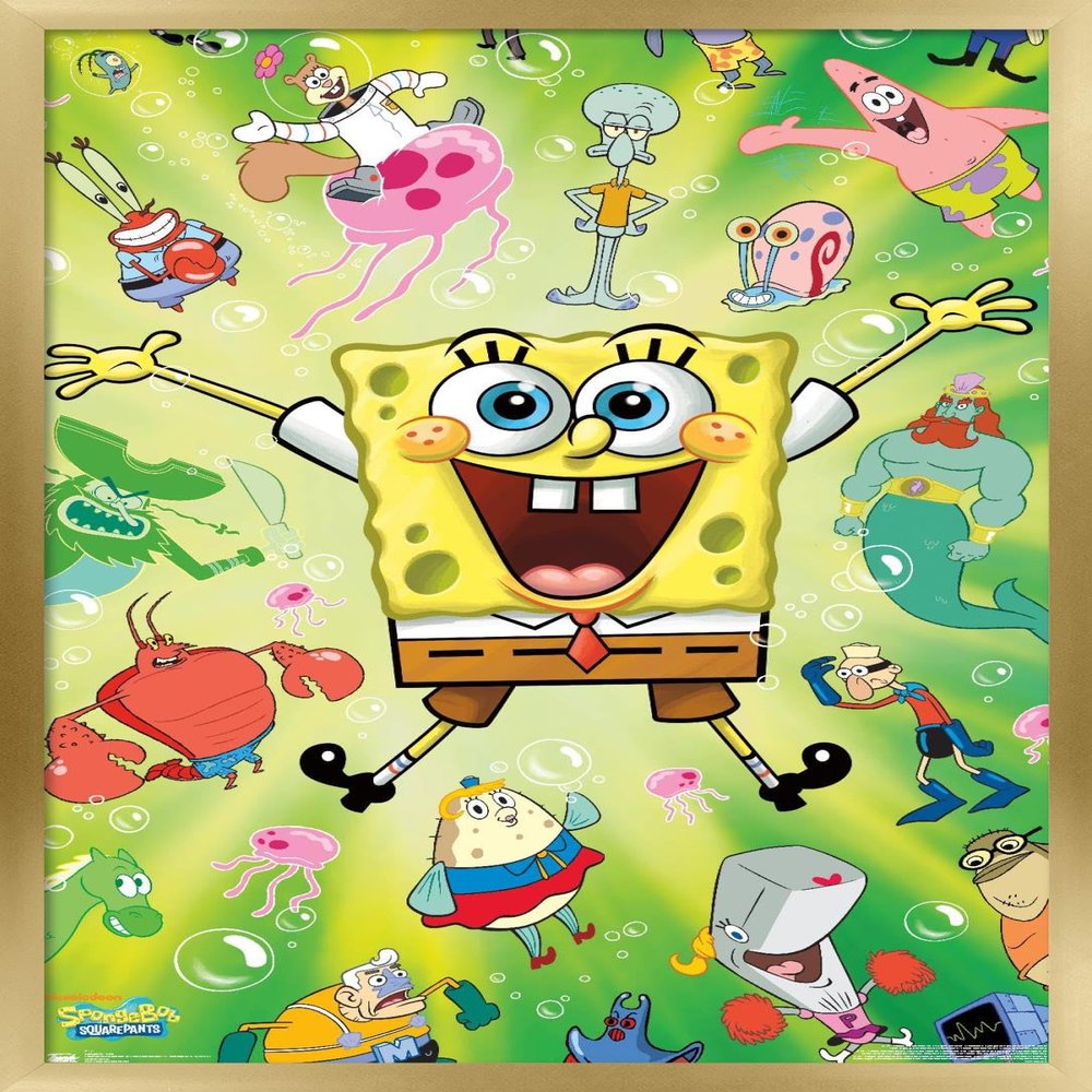 Trends International Nickelodeon Spongebob - Burst Wall Poster, 14.725" x 22.375", Gold Framed Version