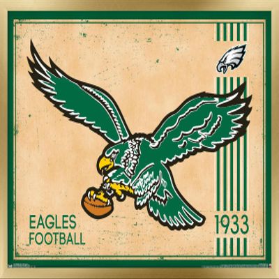 Trends International NFL Philadelphia Eagles - Retro Logo 14 Wall Poster, 22.375" x 34", Gold Framed Version