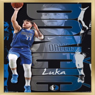 Trends International NBA Dallas Mavericks - Luka Doncic 19 Wall Poster, 14.725" x 22.375", Gold Framed Version