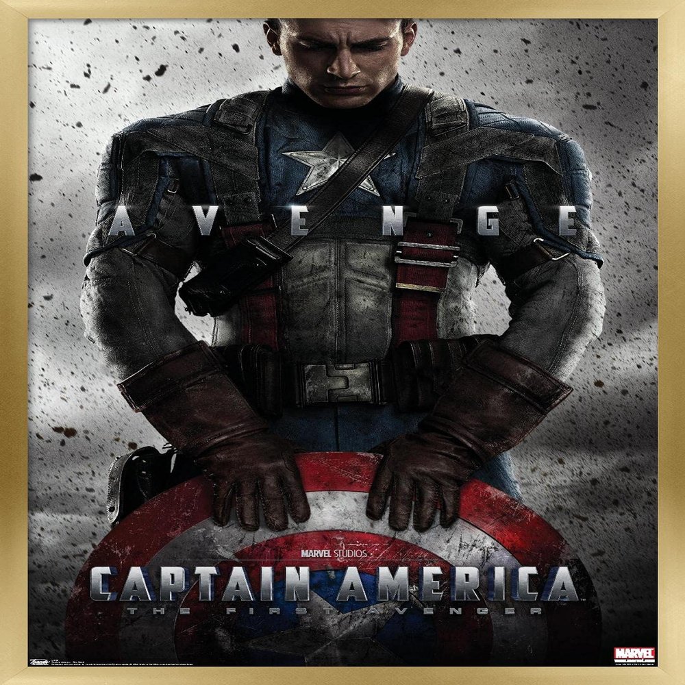 Trends International Marvel - Captain America - The First Avenger - One Sheet Wall Poster, 14.725" x 22.375", Gold Framed Version