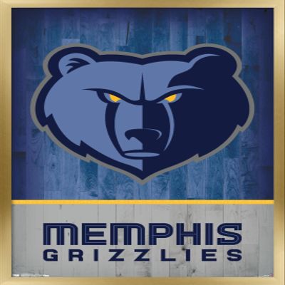 Trends International NBA Memphis Grizzlies - Logo 18 Wall Poster, 22.375" x 34", Gold Framed Version