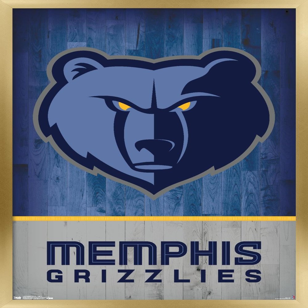 Trends International NBA Memphis Grizzlies - Logo 18 Wall Poster, 22.375" x 34", Gold Framed Version