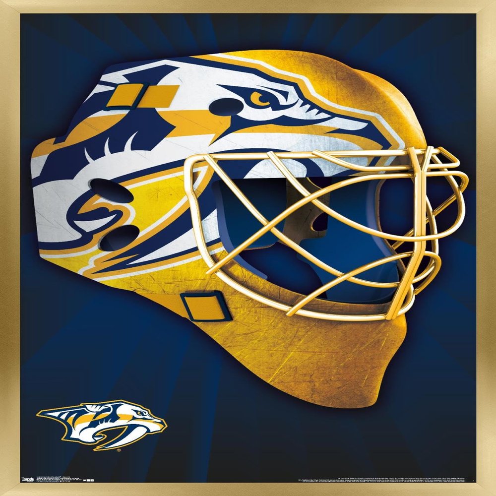 Trends International NHL Nashville Predators - Mask 16 Wall Poster, 22.375" x 34", Gold Framed Version