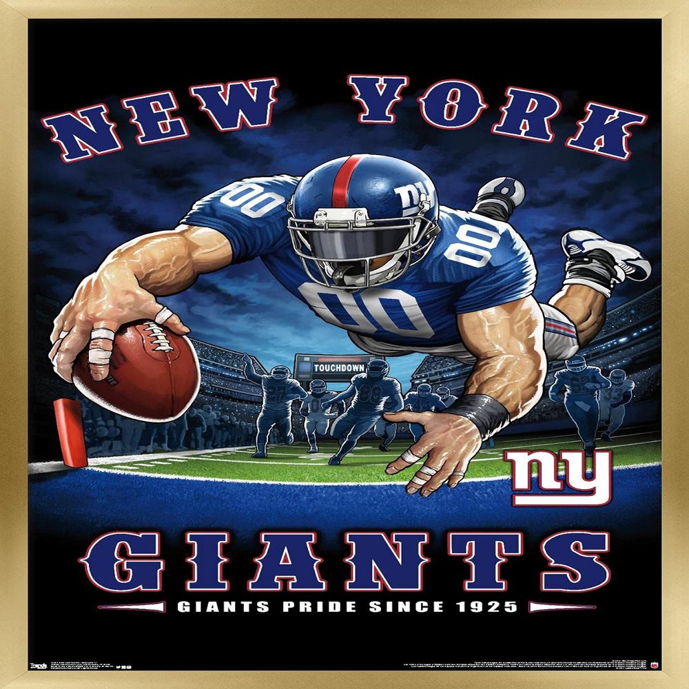 Trends International NFL New York Giants - End Zone 17 Wall Poster, 14.725" x 22.375", Gold Framed Version