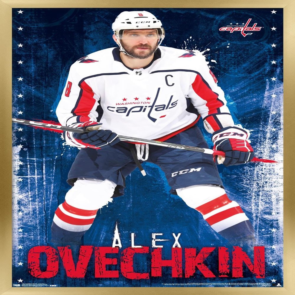 NHL Washington Capitals - Alex Ovechkin 17 Wall Poster, 22.4L" x 14.7W", Gold Framed Version