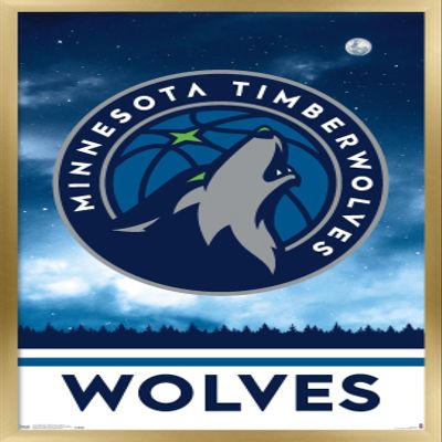 Trends International NBA Minnesota Timberwolves - Logo 18 Wall Poster, 14.725" x 22.375", Gold Framed Version