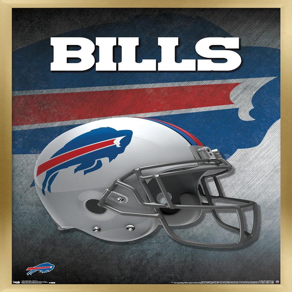 Trends International NFL Buffalo Bills - Helmet 16 Wall Poster, 14.725" x 22.375", Gold Framed Version