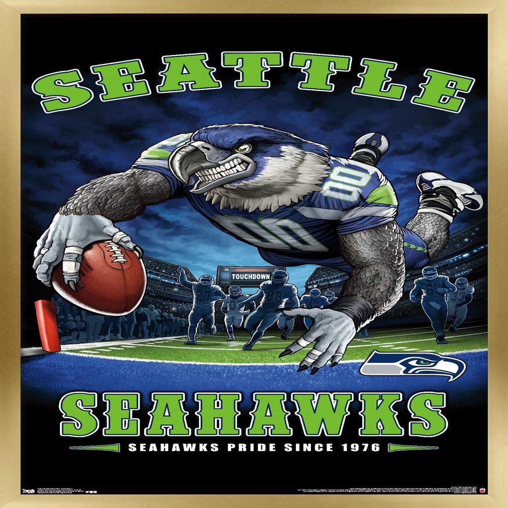 Trends International NFL Seattle Seahawks - End Zone 17 Wall Poster, 22.375" x 34", Gold Framed Version
