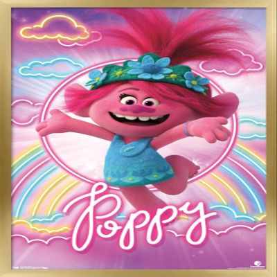 Trends International DreamWorks Trolls 2 - Poppy Wall Poster, 14.725" x 22.375", Gold Framed Version