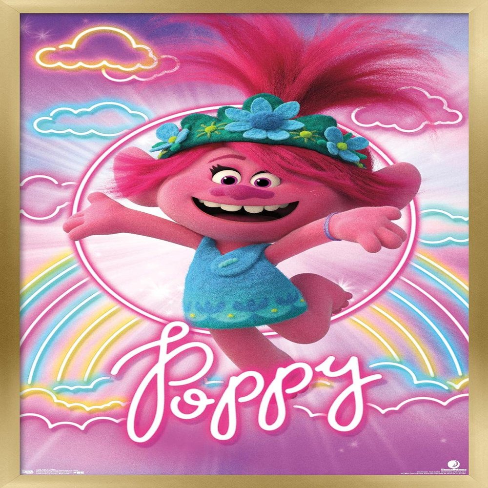 Trends International DreamWorks Trolls 2 - Poppy Wall Poster, 14.725" x 22.375", Gold Framed Version