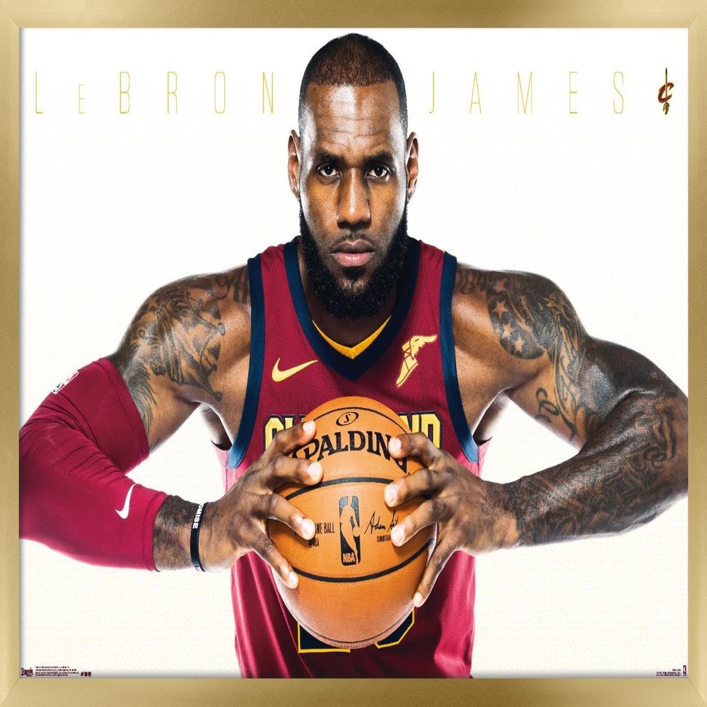 NBA Cleveland Cavaliers - Lebron James 17 Wall Poster, 22.4L" x 14.7W", Gold Framed Version