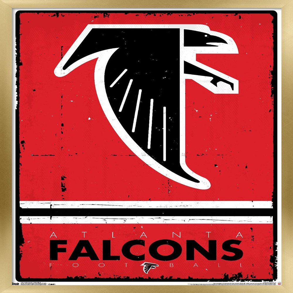 NFL Atlanta Falcons - Retro Logo 15 Wall Poster, 34L" x 22.4W", Gold Framed Version