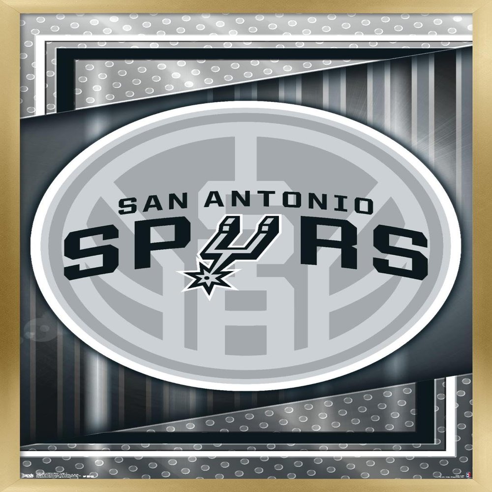 Trends International NBA San Antonio Spurs - Logo 17 Wall Poster, 22.4L x 14.7W, Gold Framed Version