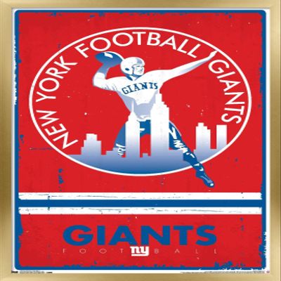 NFL New York Giants - Retro Logo 15 Wall Poster, 34L" x 22.4W", Gold Framed Version