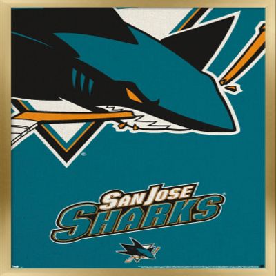 Trends International NHL San Jose Sharks - Logo 14 Wall Poster, 22.375" x 34", Gold Framed Version