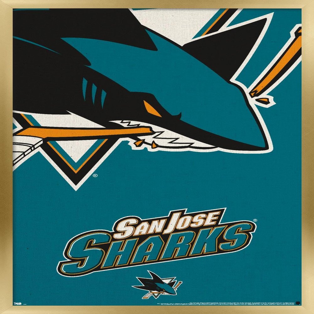 Trends International NHL San Jose Sharks - Logo 14 Wall Poster, 22.375" x 34", Gold Framed Version