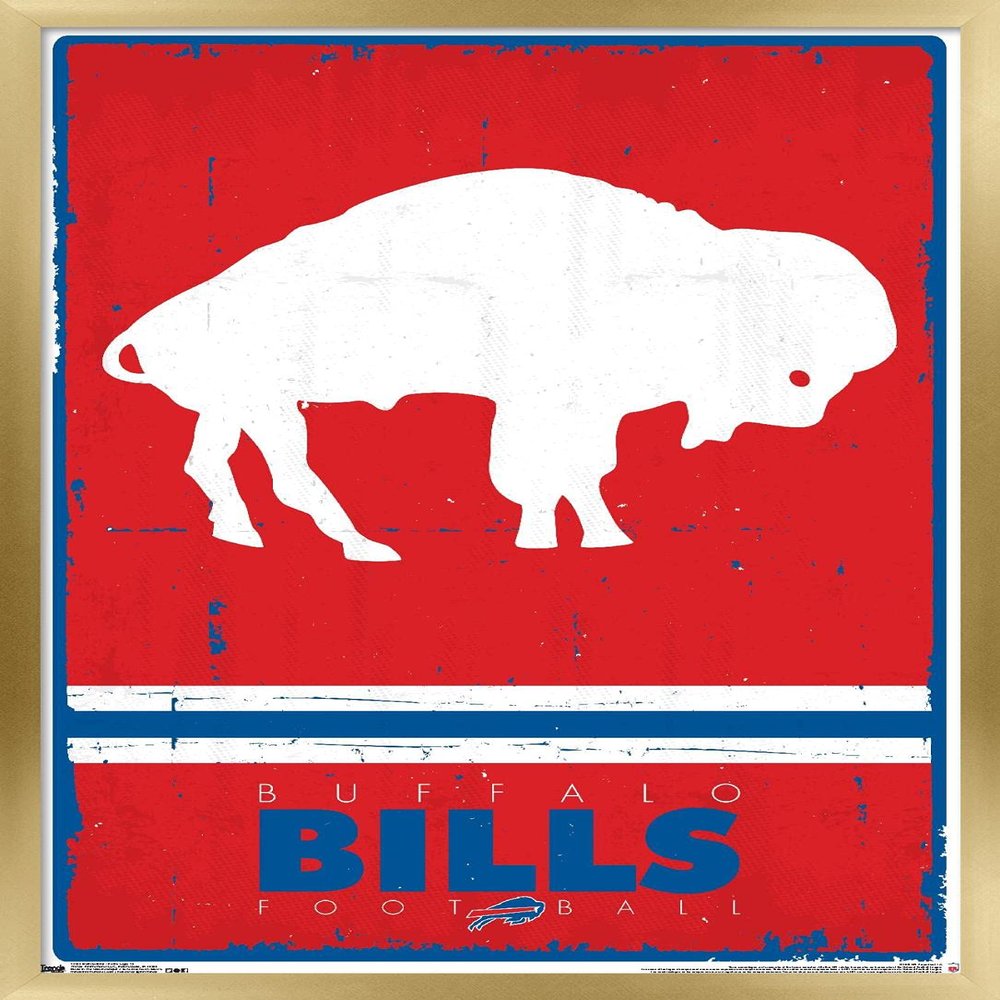 NFL Buffalo Bills - Retro Logo 15 Wall Poster, 34L" x 22.4W", Gold Framed Version