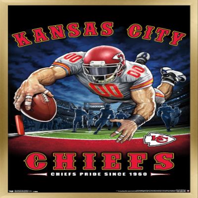 Trends International NFL Kansas City Chiefs - End Zone 17 Wall Poster, 22.375" x 34", Gold Framed Version