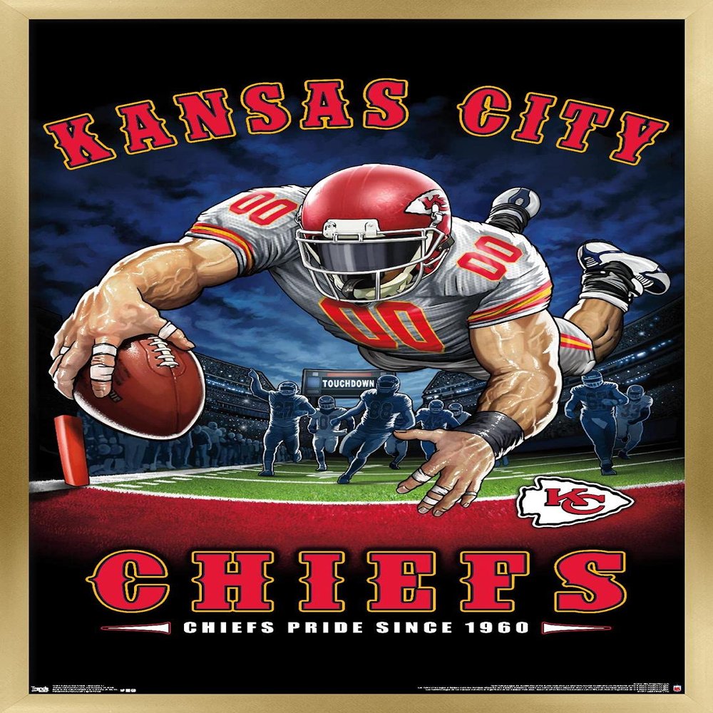 Trends International NFL Kansas City Chiefs - End Zone 17 Wall Poster, 22.375" x 34", Gold Framed Version