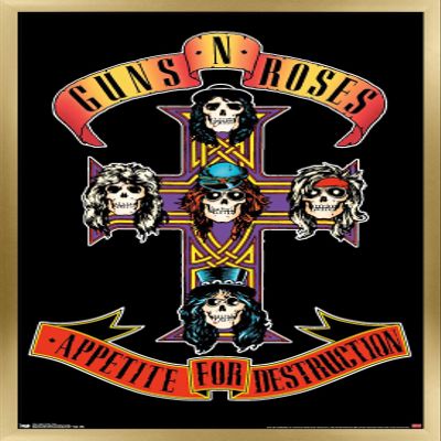 Trends International Guns N' Roses - Cross Wall Poster, 14.725" x 22.375", Gold Framed Version