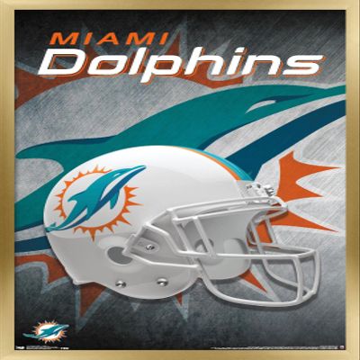 Trends International NFL Miami Dolphins - Helmet 18 Wall Poster, 22.375" x 34", Gold Framed Version