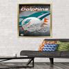 Trends International NFL Miami Dolphins - Helmet 18 Wall Poster, 22.375" x 34", Gold Framed Version view 2